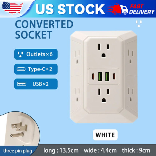New 1pc outlet power - 6-outlet, strip